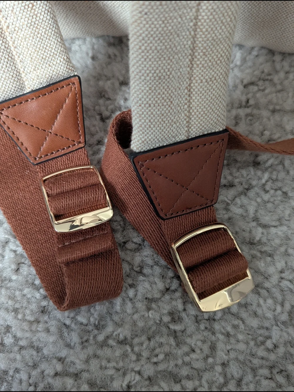 Chloé Kids Canvas & Brown Faux Leather Mini Backpack Cream/Tan